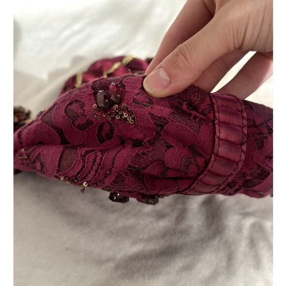 Vintage Donna Karan Collection Burgundy Lace Purse Boho Chic Whimsygoth - Picture 10 of 14